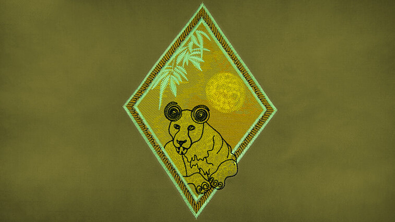 Stickerei eines Löwen aus Sensa Green Thread